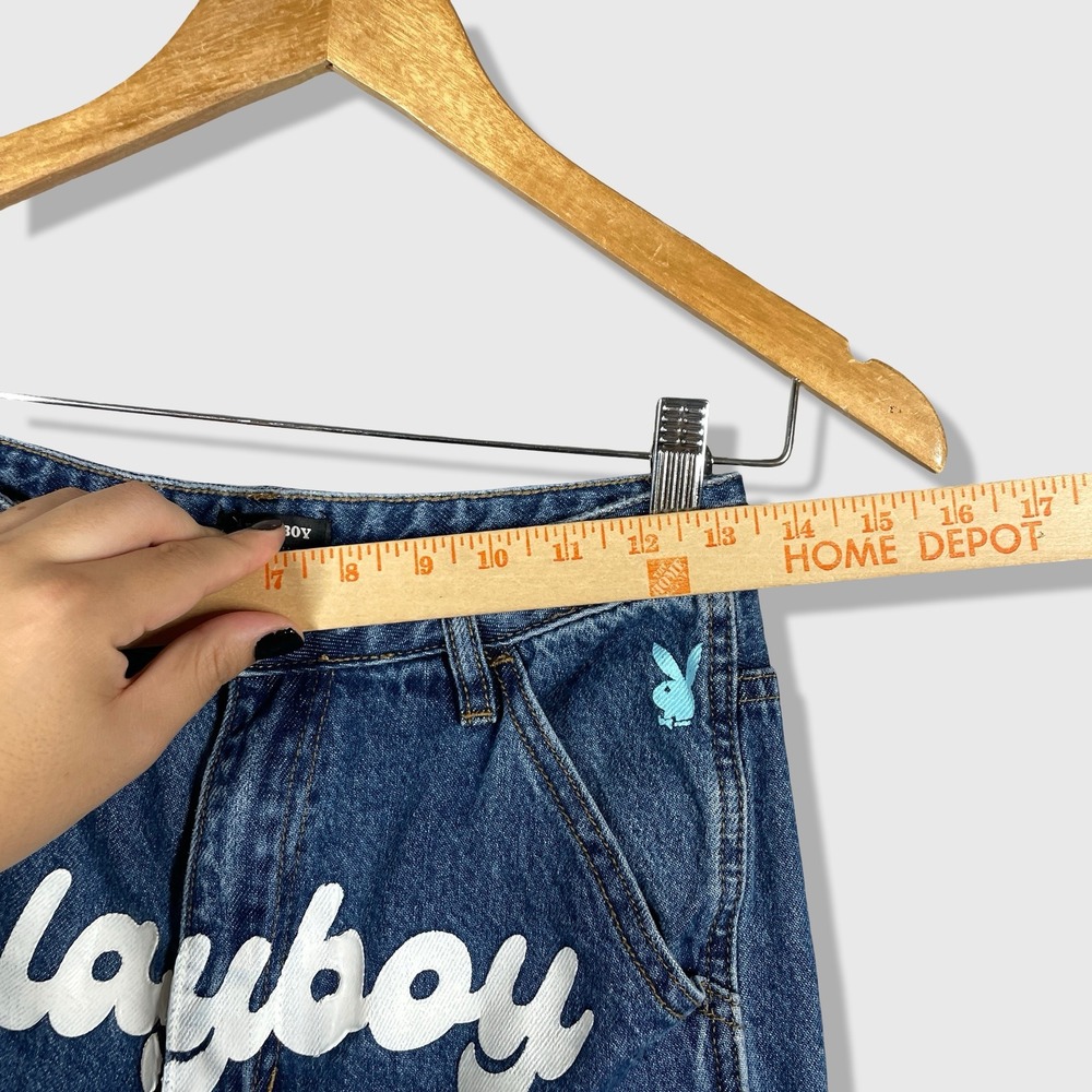 Playboy PacSun Carpenter Jeans Womens 26 Blue Y2K Streetwear Skater Graphic - Picture 4 of 8